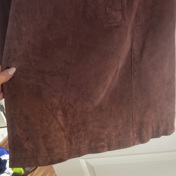 Suede Trench Coat in Rich Brown - Picture 2 of 4